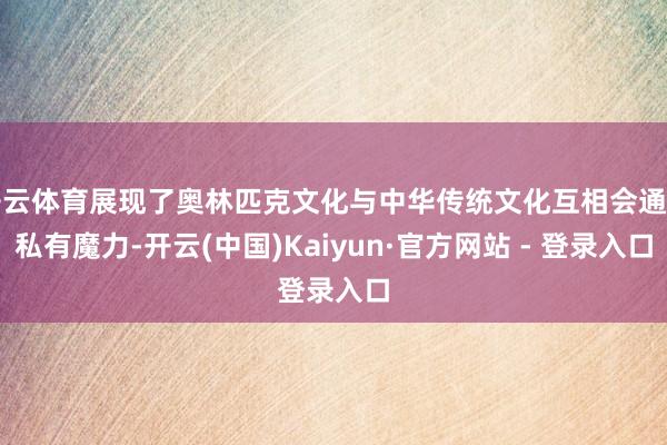 开云体育展现了奥林匹克文化与中华传统文化互相会通的私有魔力-开云(中国)Kaiyun·官方网站 - 登录入口